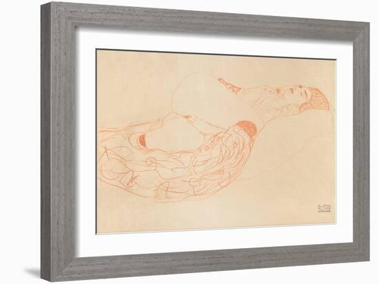 Reclining Semi-Nude (Masturbatin), 1912-1913-Gustav Klimt-Framed Giclee Print