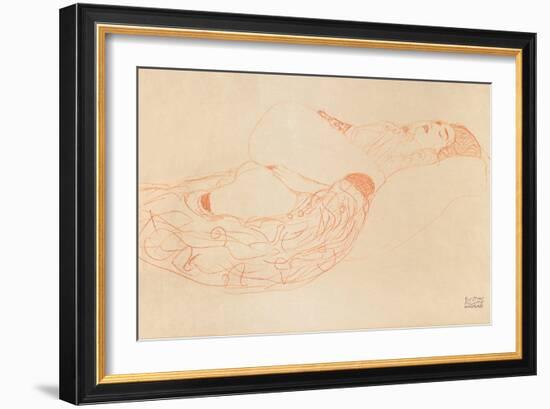 Reclining Semi-Nude (Masturbatin), 1912-1913-Gustav Klimt-Framed Giclee Print