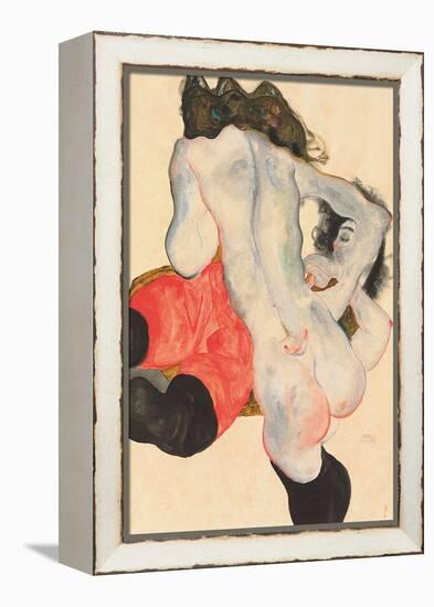 Reclining Woman in Red Trousers and Standing Female Nude, 1912-Egon Schiele-Framed Premier Image Canvas
