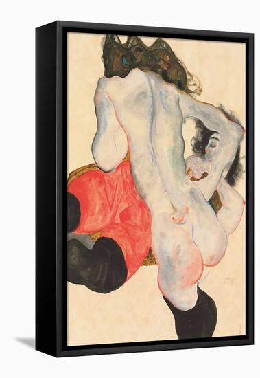 Reclining Woman in Red Trousers and Standing Female Nude, 1912-Egon Schiele-Framed Premier Image Canvas