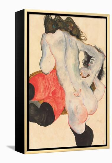 Reclining Woman in Red Trousers and Standing Female Nude, 1912-Egon Schiele-Framed Premier Image Canvas