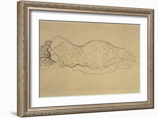 Reclining Woman, Seen from Behind-Gustav Klimt-Framed Giclee Print