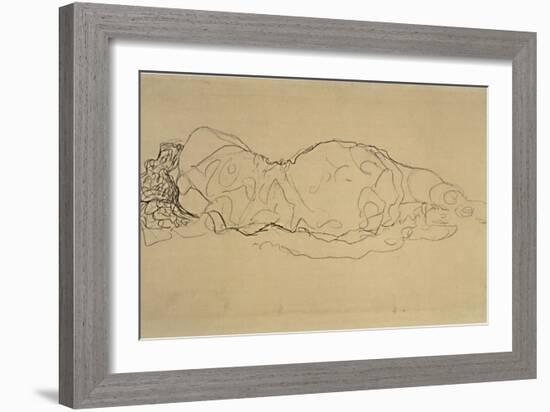 Reclining Woman, Seen from Behind-Gustav Klimt-Framed Giclee Print