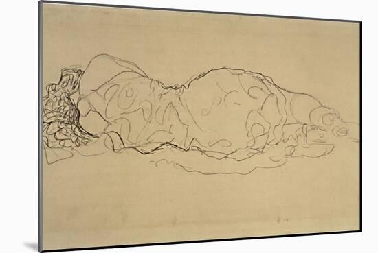 Reclining Woman, Seen from Behind-Gustav Klimt-Mounted Giclee Print