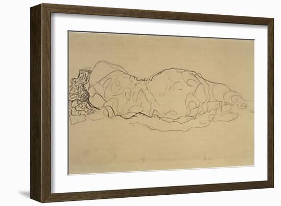 Reclining Woman, Seen from Behind-Gustav Klimt-Framed Premium Giclee Print