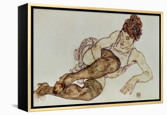 Reclining Woman with Black Stockings, 1917-Egon Schiele-Framed Premier Image Canvas