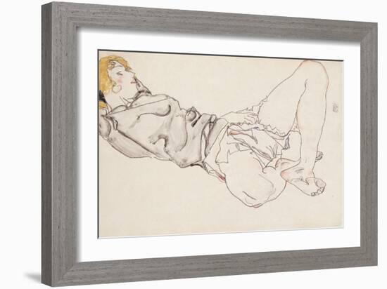 Reclining Woman with Blond Hair, 1912-Egon Schiele-Framed Giclee Print