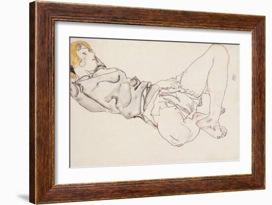 Reclining Woman with Blond Hair, 1912-Egon Schiele-Framed Giclee Print