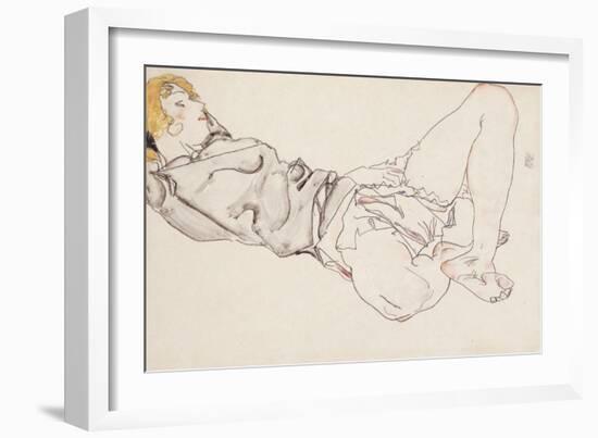 Reclining Woman with Blond Hair, 1912-Egon Schiele-Framed Giclee Print