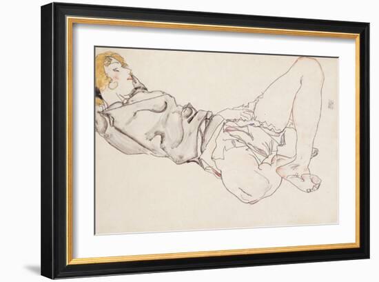 Reclining Woman with Blond Hair, 1912-Egon Schiele-Framed Giclee Print