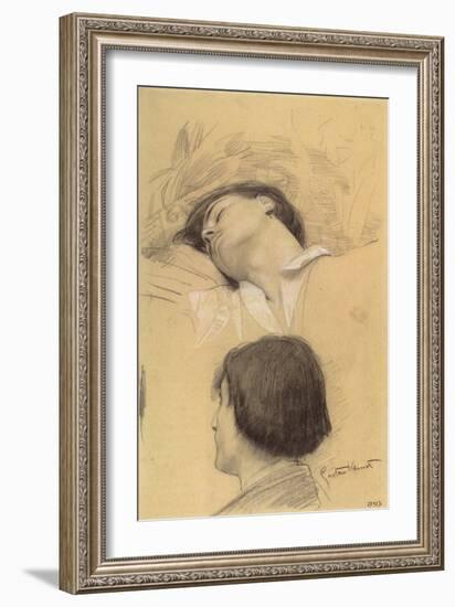 Reclining Young Man-Gustav Klimt-Framed Giclee Print