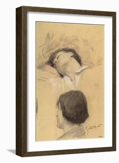 Reclining Young Man-Gustav Klimt-Framed Giclee Print