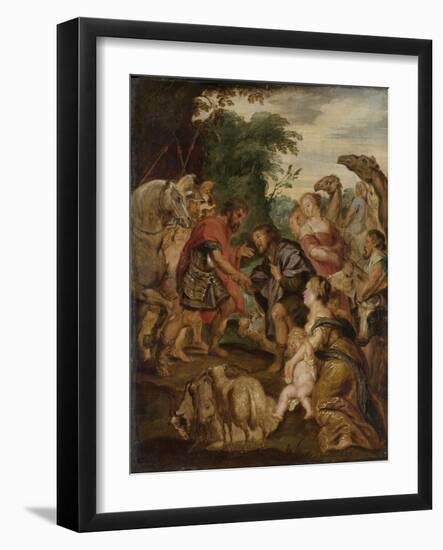 Reconciliation of Jacob and Esau-Peter Paul Rubens-Framed Art Print