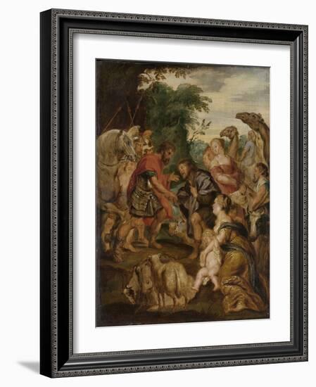 Reconciliation of Jacob and Esau-Peter Paul Rubens-Framed Art Print
