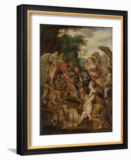 Reconciliation of Jacob and Esau-Peter Paul Rubens-Framed Art Print