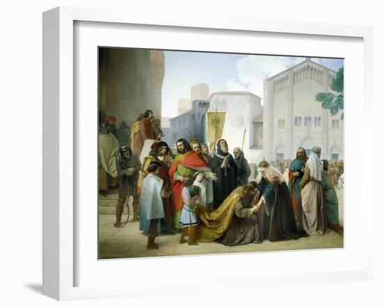 Reconciliation of Otto II with His Mother Adelaide of Burgundy, 1858-Francesco Hayez-Framed Giclee Print