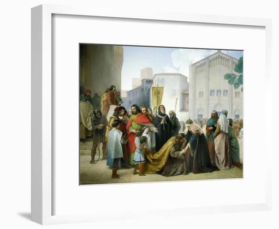 Reconciliation of Otto II with His Mother Adelaide of Burgundy, 1858-Francesco Hayez-Framed Giclee Print