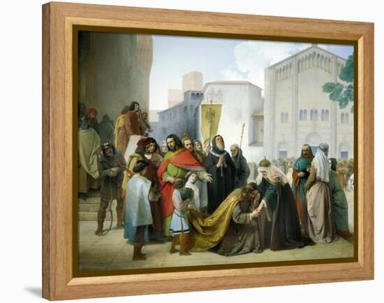 Reconciliation of Otto II with His Mother Adelaide of Burgundy, 1858-Francesco Hayez-Framed Premier Image Canvas