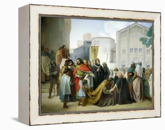 Reconciliation of Otto II with His Mother Adelaide of Burgundy, 1858-Francesco Hayez-Framed Premier Image Canvas