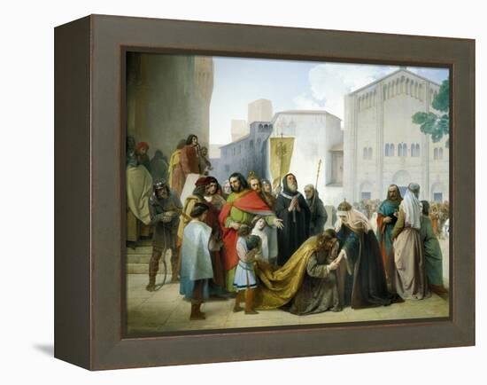 Reconciliation of Otto II with His Mother Adelaide of Burgundy, 1858-Francesco Hayez-Framed Premier Image Canvas