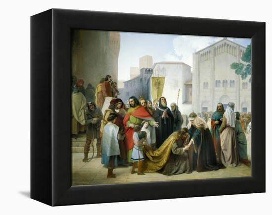 Reconciliation of Otto II with His Mother Adelaide of Burgundy, 1858-Francesco Hayez-Framed Premier Image Canvas