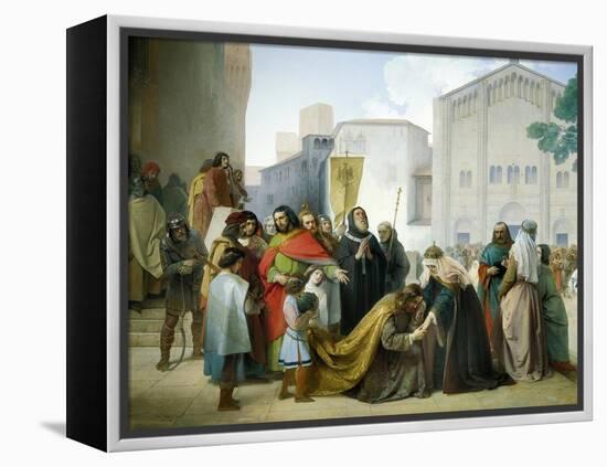 Reconciliation of Otto II with His Mother Adelaide of Burgundy, 1858-Francesco Hayez-Framed Premier Image Canvas