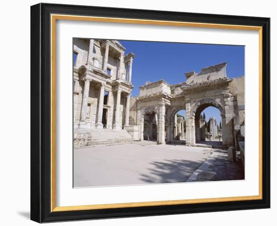 Reconstructed Library of Celsus, Archaeological Site, Ephesus, Anatolia, Turkey-R H Productions-Framed Photographic Print