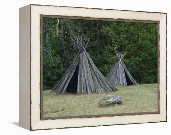 Reconstructed Miwok Village of Bark Lodges, Indian Grinding Rock State Historic Park, California-null-Framed Premier Image Canvas