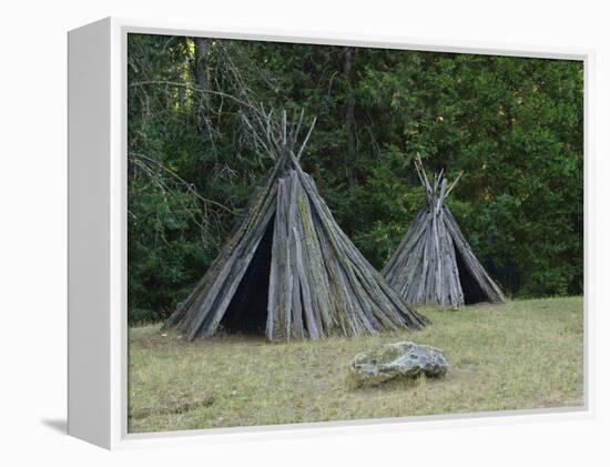 Reconstructed Miwok Village of Bark Lodges, Indian Grinding Rock State Historic Park, California-null-Framed Premier Image Canvas