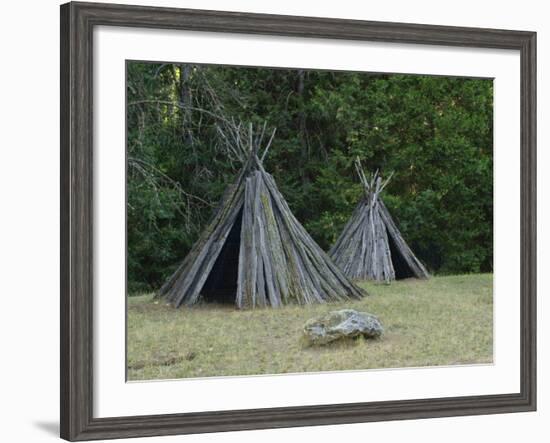 Reconstructed Miwok Village of Bark Lodges, Indian Grinding Rock State Historic Park, California--Framed Photographic Print