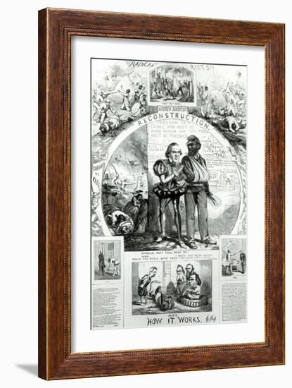 Reconstruction and How It Works, from 'Harpers Weekly' Vol.10, 1866-Thomas Nast-Framed Giclee Print