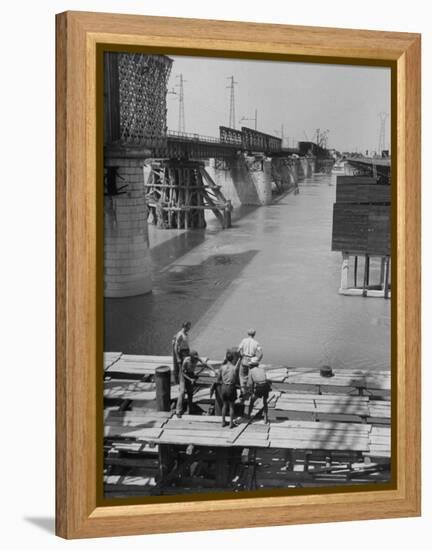 Reconstruction of Bridge over the Po River-Dmitri Kessel-Framed Premier Image Canvas