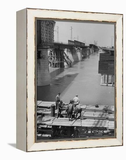 Reconstruction of Bridge over the Po River-Dmitri Kessel-Framed Premier Image Canvas