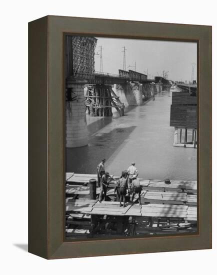 Reconstruction of Bridge over the Po River-Dmitri Kessel-Framed Premier Image Canvas