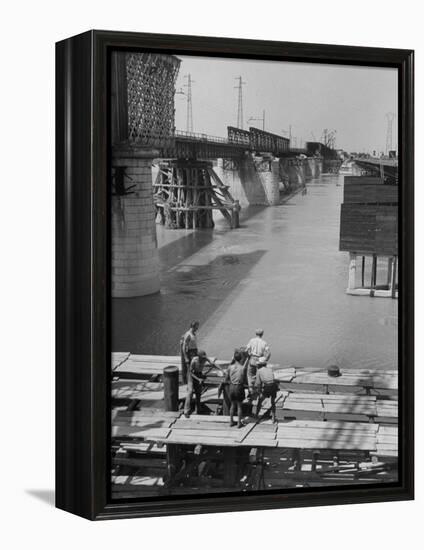 Reconstruction of Bridge over the Po River-Dmitri Kessel-Framed Premier Image Canvas