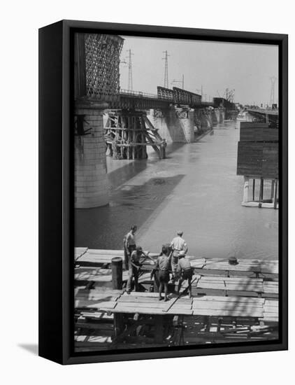 Reconstruction of Bridge over the Po River-Dmitri Kessel-Framed Premier Image Canvas