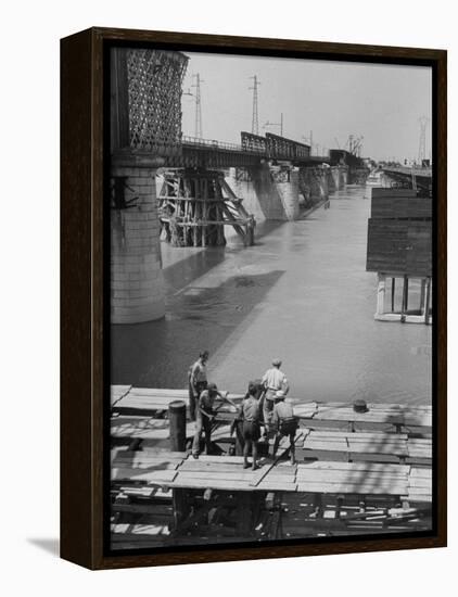 Reconstruction of Bridge over the Po River-Dmitri Kessel-Framed Premier Image Canvas