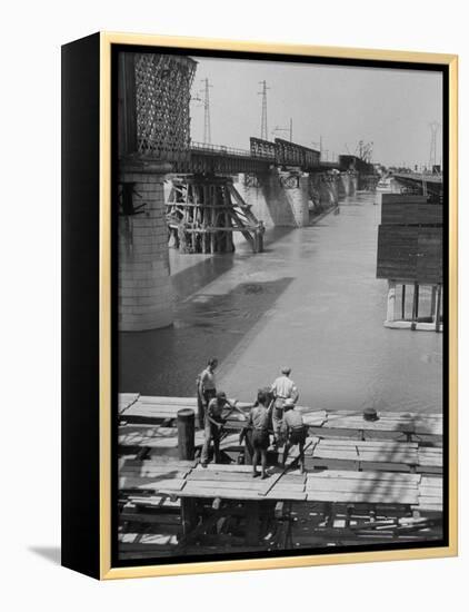 Reconstruction of Bridge over the Po River-Dmitri Kessel-Framed Premier Image Canvas