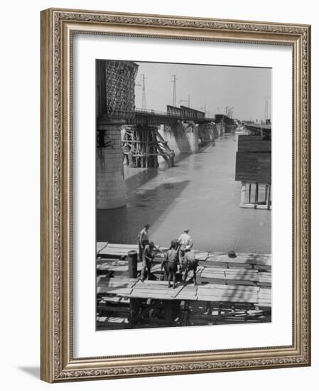 Reconstruction of Bridge over the Po River-Dmitri Kessel-Framed Photographic Print