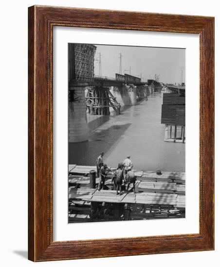 Reconstruction of Bridge over the Po River-Dmitri Kessel-Framed Photographic Print