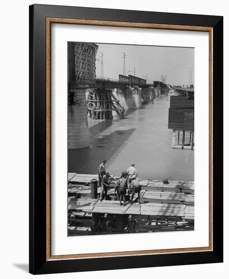 Reconstruction of Bridge over the Po River-Dmitri Kessel-Framed Photographic Print