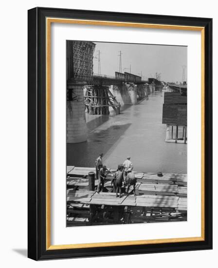 Reconstruction of Bridge over the Po River-Dmitri Kessel-Framed Photographic Print
