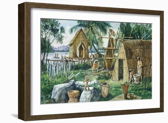 Reconstruction of Settlement of Late Jomon Period, Japan-null-Framed Giclee Print