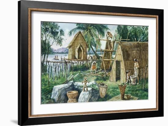 Reconstruction of Settlement of Late Jomon Period, Japan-null-Framed Giclee Print