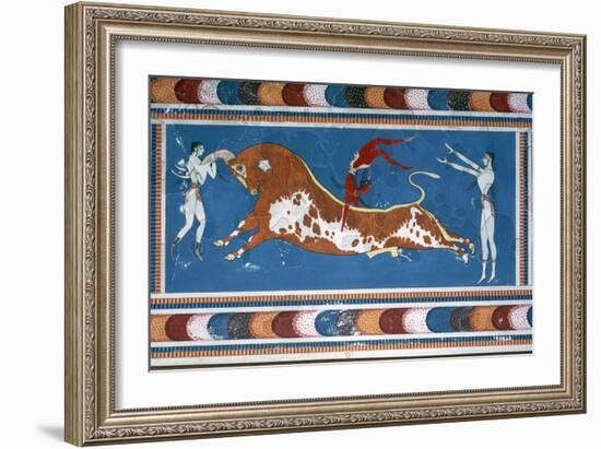 Reconstruction of the 'Bull-leaping' fresco from the Minoan Royal palace at Knossos-Unknown-Framed Giclee Print