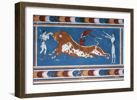 Reconstruction of the 'Bull-leaping' fresco from the Minoan Royal palace at Knossos-Unknown-Framed Giclee Print