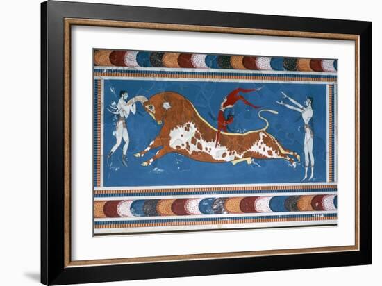 Reconstruction of the 'Bull-leaping' fresco from the Minoan Royal palace at Knossos-Unknown-Framed Giclee Print