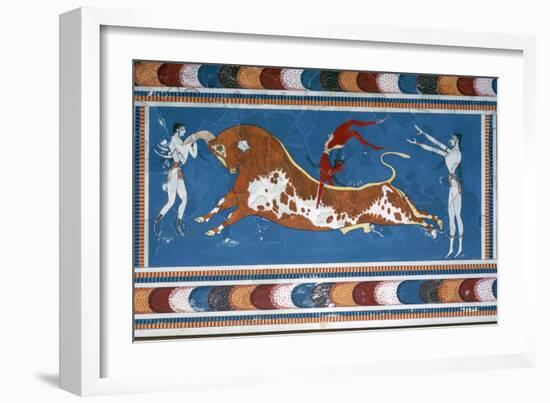 Reconstruction of the 'Bull-leaping' fresco from the Minoan Royal palace at Knossos-Unknown-Framed Giclee Print