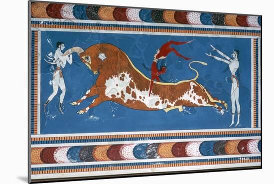 Reconstruction of the 'Bull-leaping' fresco from the Minoan Royal palace at Knossos-Unknown-Mounted Giclee Print