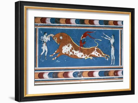 Reconstruction of the 'Bull-leaping' fresco from the Minoan Royal palace at Knossos-Unknown-Framed Giclee Print